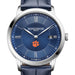 Clemson Men's Baume et Mercier 40mm Classima Quartz Watch with Blue Dial & Dark Blue Leather Strap