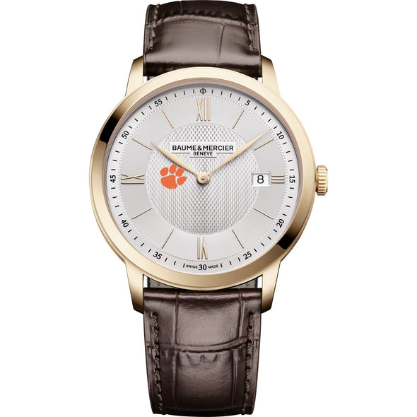 Clemson Men's Baume et Mercier 40mm Gold PVD Classima Watch with Silver Dial & Dark Brown Leather Strap Shot #2