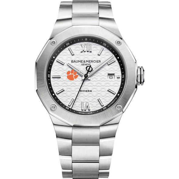 Clemson Men's Baume et Mercier 42mm Riviera Watch with White Dial & Bracelet Shot #2