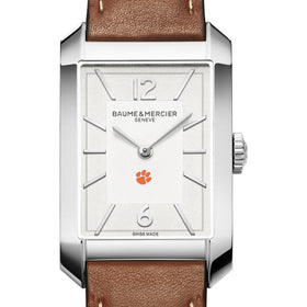 Clemson Men's Baume et Mercier 43X27mm Hampton Watch with Silver Dial & Tan Leather Strap Shot #1