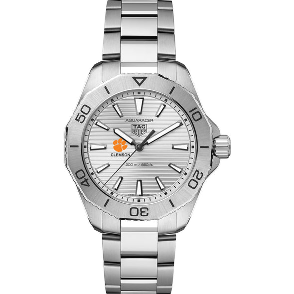 Clemson Men&#39;s TAG Heuer Steel Aquaracer with Silver Dial Shot #2