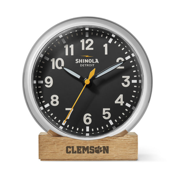 Clemson Shinola Desk Clock, The Runwell with Black Dial at M.LaHart &amp; Co. Shot #1
