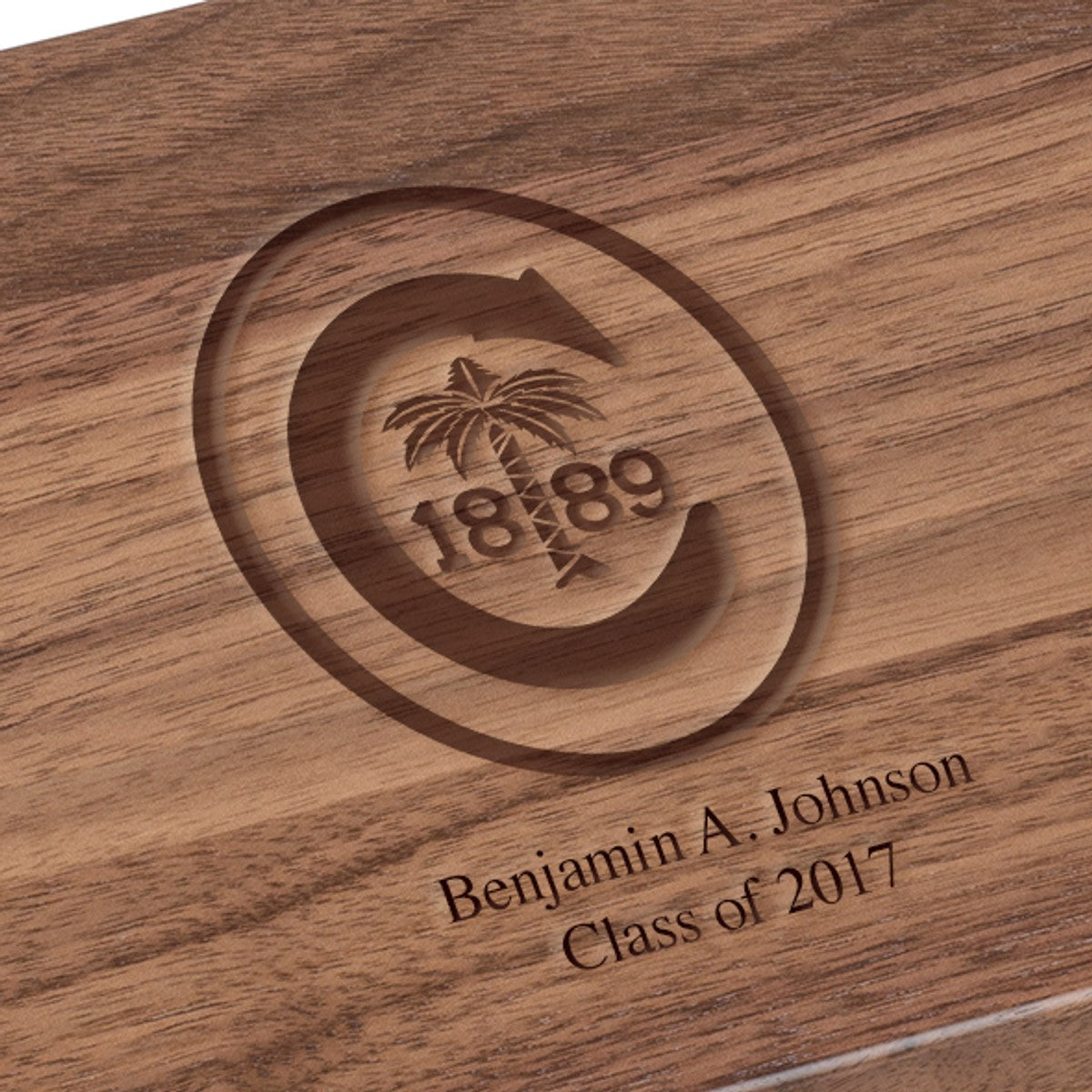 Clemson Solid Walnut Desk Box - Graduation Gift Selection | M