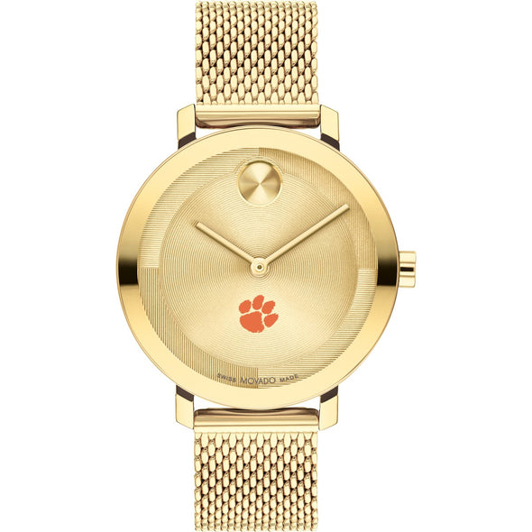 Clemson Women's Movado Bold Gold with Mesh Bracelet Shot #2