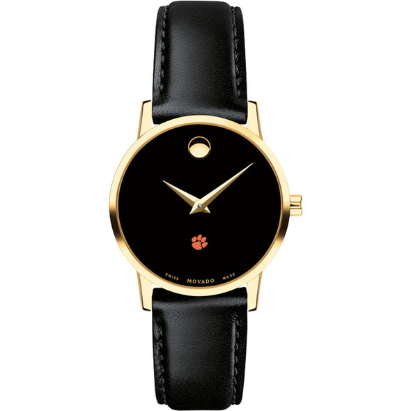 Clemson Women&#39;s Movado Gold Museum Classic Leather Shot #2