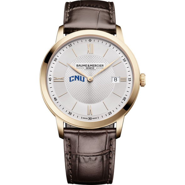 CNU Men's Baume et Mercier 40mm Gold PVD Classima Watch with Silver Dial & Dark Brown Leather Strap Shot #2