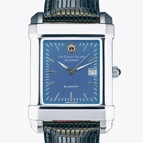 Coast Guard Academy Men's Steel Quad Blue Dial with Leather Shot #1