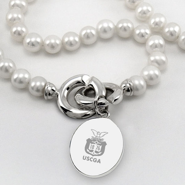 Coast Guard Academy Pearl Necklace with Sterling Silver Charm Shot #2