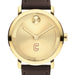College of Charleston Men's Movado BOLD Gold with Chocolate Leather Strap
