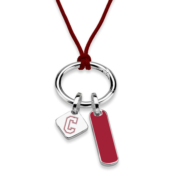 College of Charleston Silk Necklace with Enamel Charm &amp; Sterling Silver Tag Shot #1