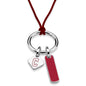 College of Charleston Silk Necklace with Enamel Charm & Sterling Silver Tag Shot #1