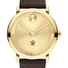 College of William & Mary Men's Movado BOLD Gold with Chocolate Leather Strap