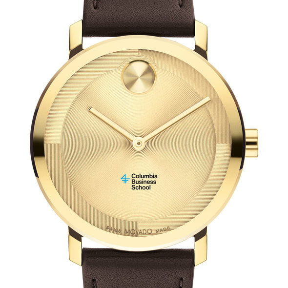 Columbia Business School Men&#39;s Movado BOLD Gold with Chocolate Leather Strap Shot #1