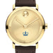 Columbia University Men's Movado BOLD Gold with Chocolate Leather Strap