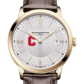 Cornell Men's Baume et Mercier 40mm Gold PVD Classima Watch with Silver Dial & Dark Brown Leather Strap Shot #1