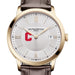 Cornell Men's Baume et Mercier 40mm Gold PVD Classima Watch with Silver Dial & Dark Brown Leather Strap