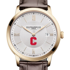 Cornell Men's Baume et Mercier 40mm Gold PVD Classima Watch with Silver Dial & Dark Brown Leather Strap Shot #1