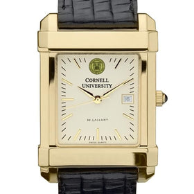 Cornell Men&#39;s Gold Quad with Leather Strap Shot #1