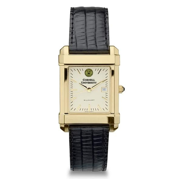 Cornell Men&#39;s Gold Quad with Leather Strap Shot #2