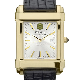 Cornell Men's Gold Watch with 2-Tone Dial & Leather Strap at M.LaHart & Co. Shot #1