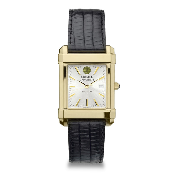 Cornell Men's Gold Watch with 2-Tone Dial & Leather Strap at M.LaHart & Co. Shot #2