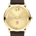 Cornell SC Johnson College of Business Men's Movado BOLD Gold with Chocolate Leather Strap