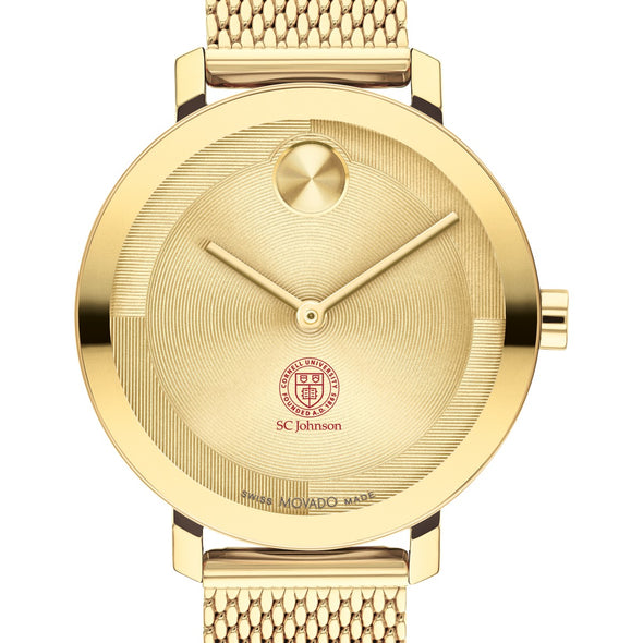 Cornell SC Johnson College of Business Women&#39;s Movado Bold Gold with Mesh Bracelet Shot #1