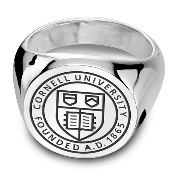 Cornell Sterling Silver Round Signet Ring Shot #1