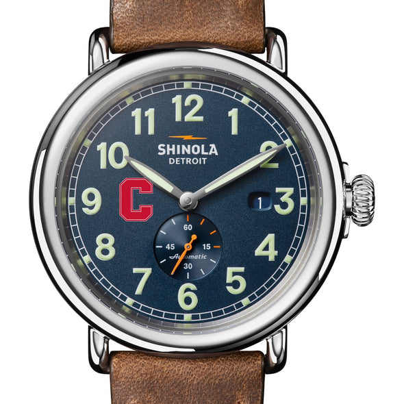 Cornell University Shinola Watch, The Runwell Automatic 45 mm Blue Dial and British Tan Strap at M.LaHart &amp; Co. Shot #1