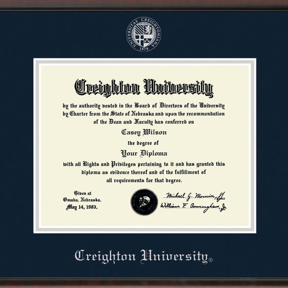 Creighton Diploma Frame, the Fidelitas Shot #2