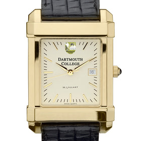 Dartmouth Men&#39;s Gold Quad with Leather Strap Shot #1