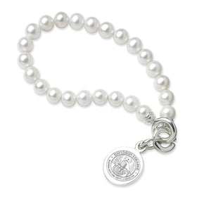 Davidson College Pearl Bracelet with Sterling Silver Charm Shot #1