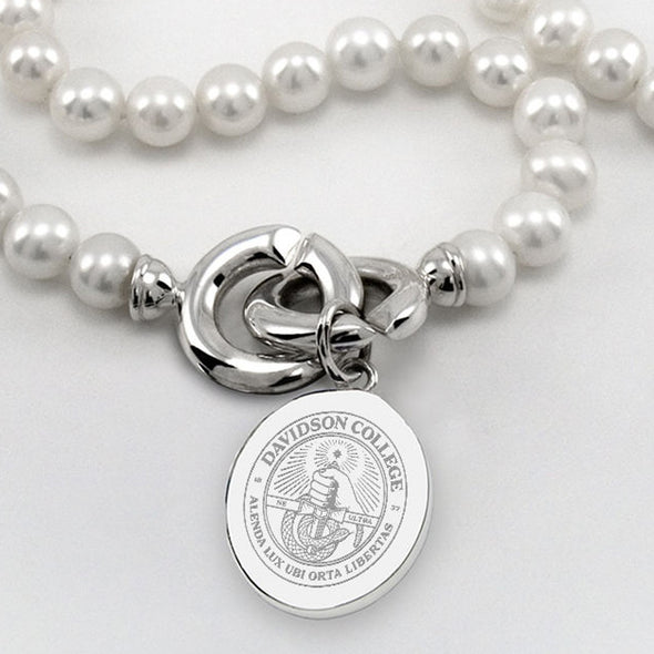 Davidson College Pearl Necklace with Sterling Silver Charm Shot #2