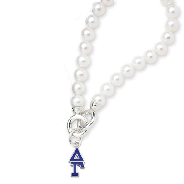 Delta Gamma Pearl Bracelet with Greek Letter Charm Shot #2