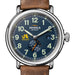 Drexel University Shinola Watch, The Runwell Automatic 45 mm Blue Dial and British Tan Strap at M.LaHart & Co.