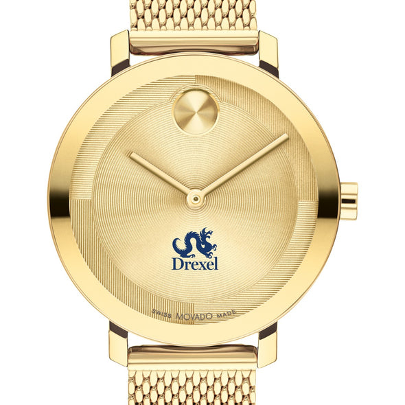 Drexel University Women's Movado Bold Gold with Mesh Bracelet Shot #1