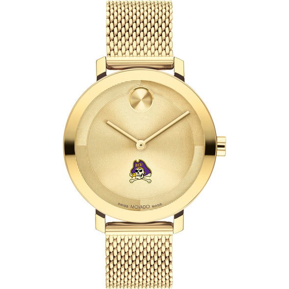 East Carolina University Women's Movado Bold Gold with Mesh Bracelet Shot #2