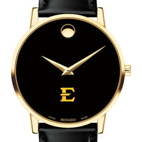 East Tennessee State Men's Movado Gold Museum Classic Leather Shot #1