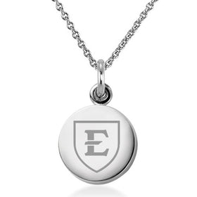 East Tennessee State University Necklace with Charm in Sterling Silver Shot #1