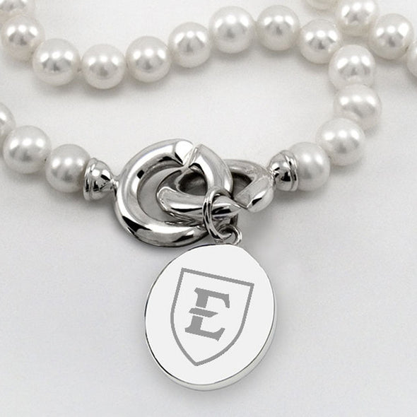 East Tennessee State University Pearl Necklace with Sterling Silver Charm Shot #2