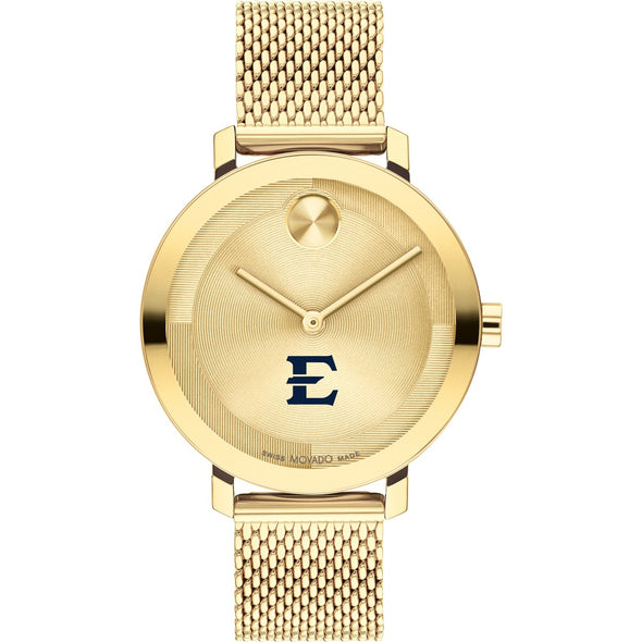 East Tennessee State University Women&#39;s Movado Bold Gold with Mesh Bracelet Shot #2