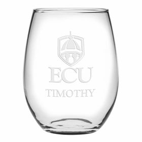 ECU Stemless Wine Glasses Made in the USA - Set of 2 Shot #1