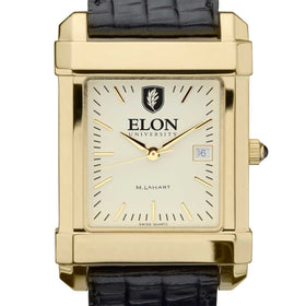 Elon Men's Gold Quad with Leather Strap Shot #1