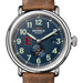 Elon University Shinola Watch, The Runwell Automatic 45 mm Blue Dial and British Tan Strap at M.LaHart & Co.