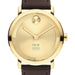 Emory Goizueta Business School Men's Movado BOLD Gold with Chocolate Leather Strap