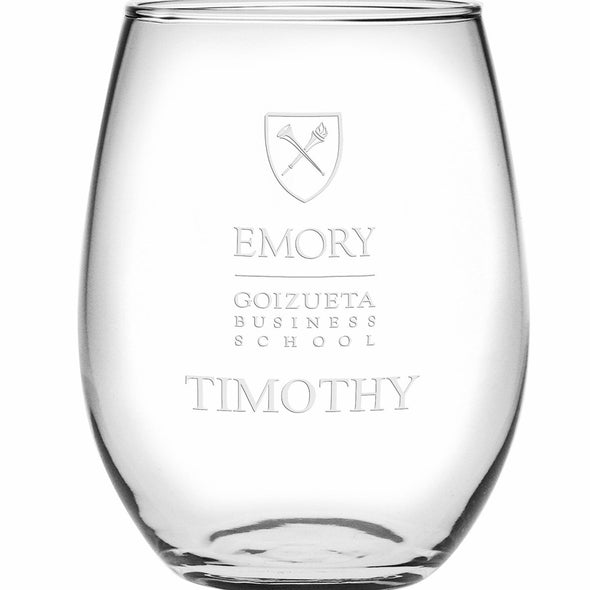 Emory Goizueta Stemless Wine Glasses Made in the USA - Set of 2 Shot #2