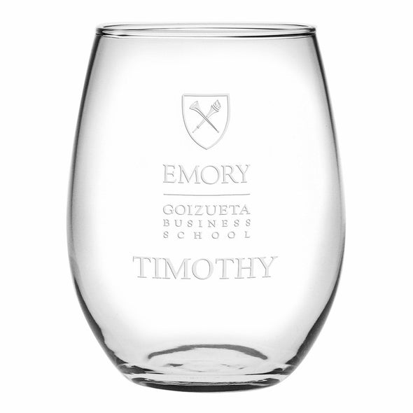 Emory Goizueta Stemless Wine Glasses Made in the USA - Set of 4 Shot #1
