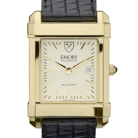 Emory Men&#39;s Gold Quad with Leather Strap Shot #1