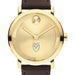 Emory University Men's Movado BOLD Gold with Chocolate Leather Strap