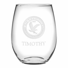 ERAU Stemless Wine Glasses Made in the USA - Set of 2 Shot #1